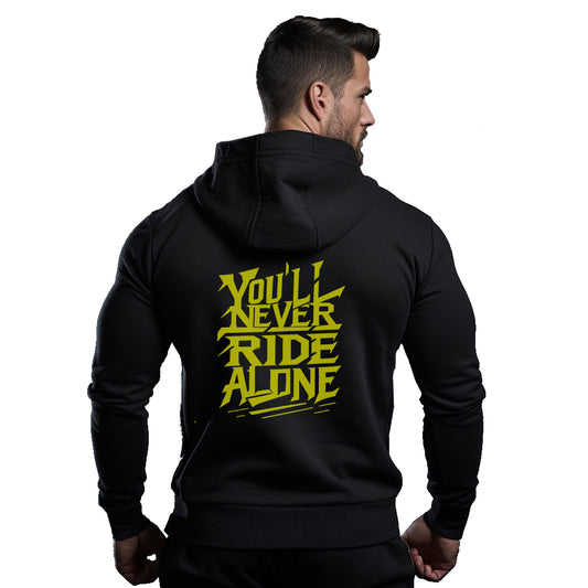 You'll Never Ride Alone Hoodie for bikers by ride code