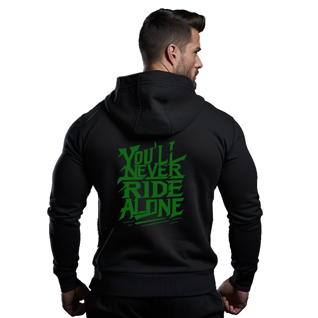 You'll Never Ride Alone Hoodie for bikers by ride code