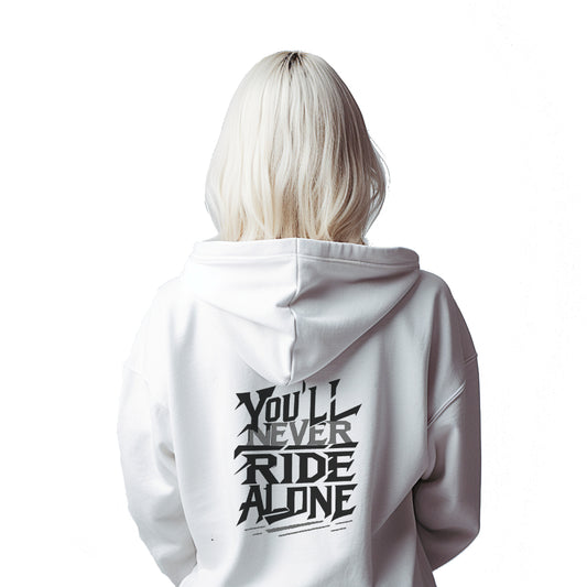 You'll Never Ride Alone Hoodie for bikers by ride code