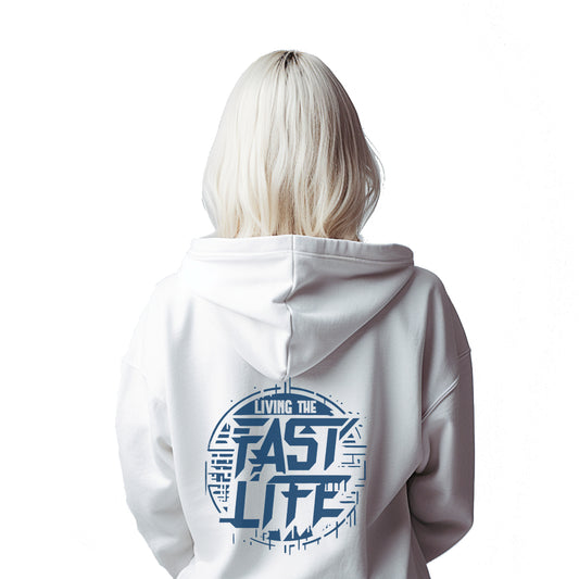 Living The Fast Life White Hoodie